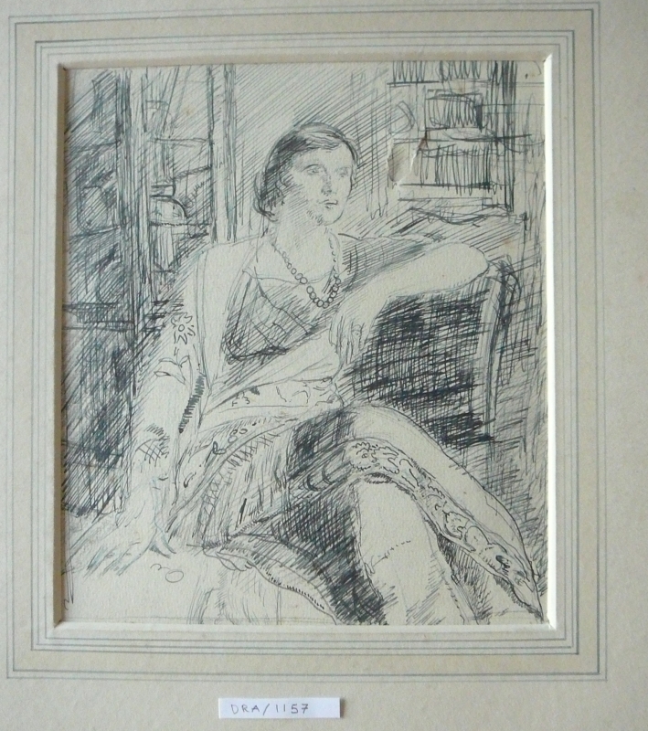 DRA/ 1157 Mme Lousada at her home. areas of dark pencil, in mat